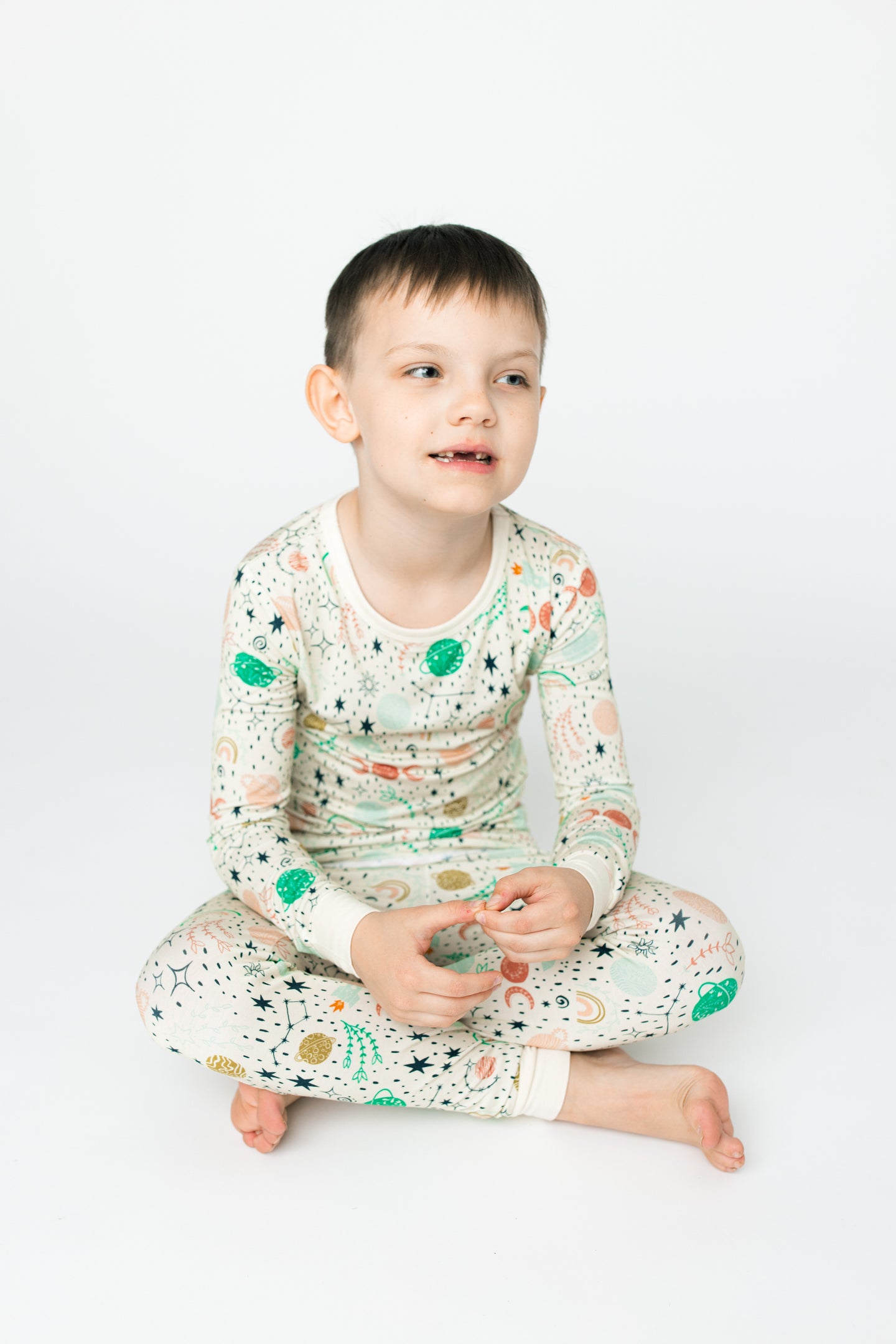 Good Morning Moons Two-Piece Pajama Set Cream